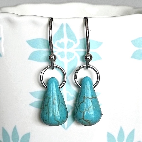 5 For $25💫Turquoise Teardrop Dangles Earrings - Picture 1 of 7